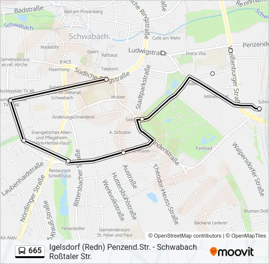 665 Bus Line Map