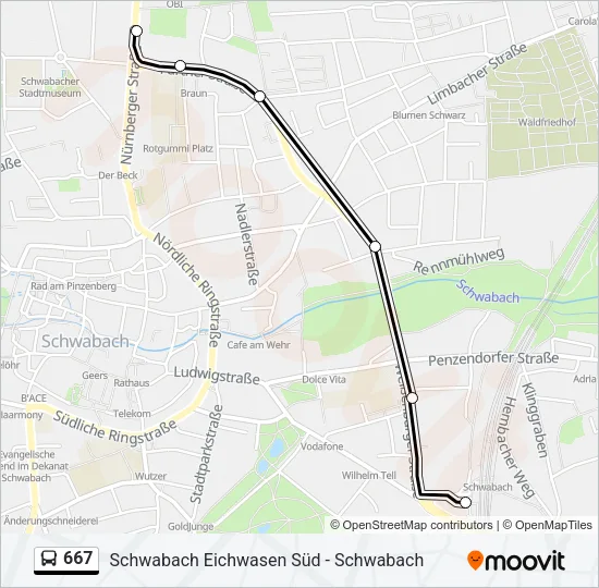 667 Bus Line Map