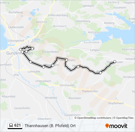 621 Bus Line Map