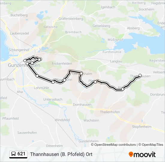 621 Bus Line Map