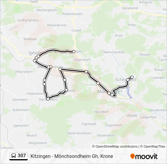 Автобус 307: карта маршрута