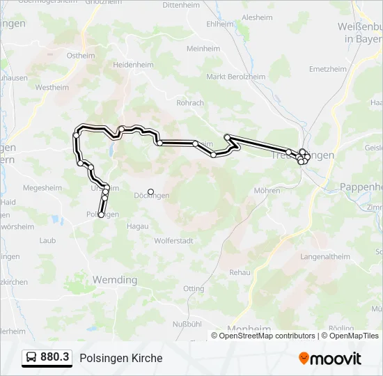 Автобус 880.3: карта маршрута