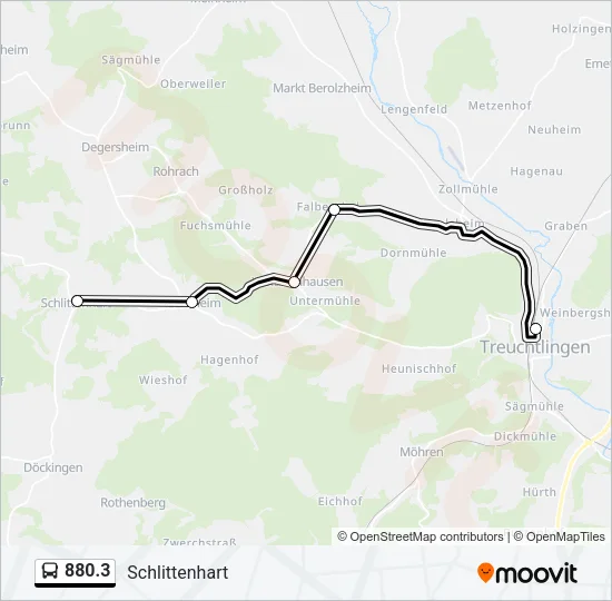 Автобус 880.3: карта маршрута