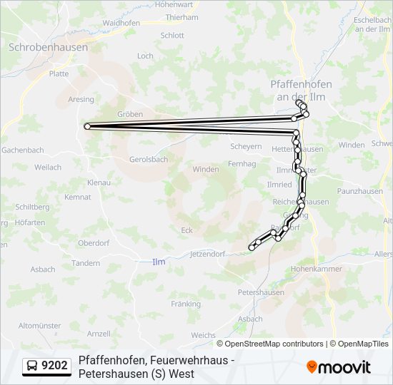 Автобус 9202: карта маршрута