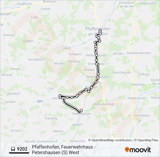Автобус 9202: карта маршрута