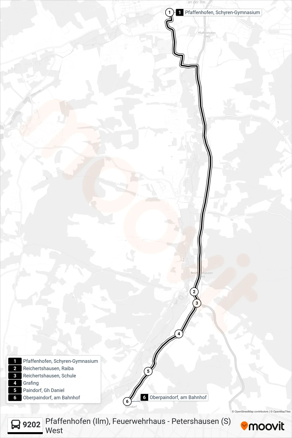 Linie 9202 (Bus) Richtung Oberpaindorf: Route und Haltestellen auf der Karte
