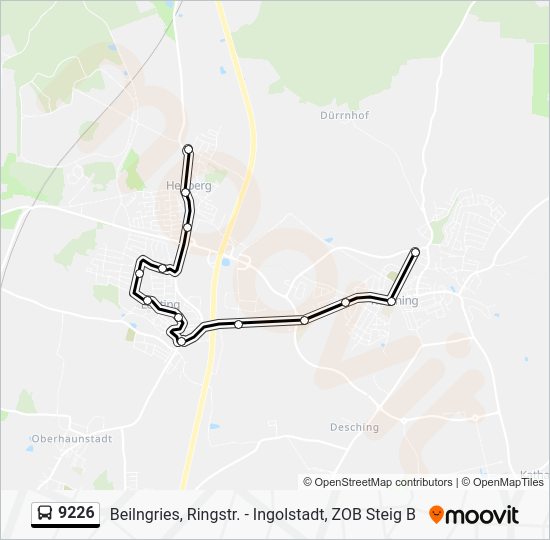 9226 Route: Fahrpläne, Haltestellen & Karten - Kösching am Stegbach ...