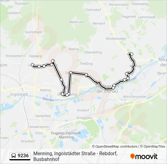 Автобус 9236: карта маршрута