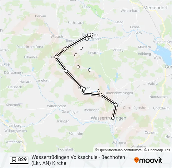 829 Bus Line Map
