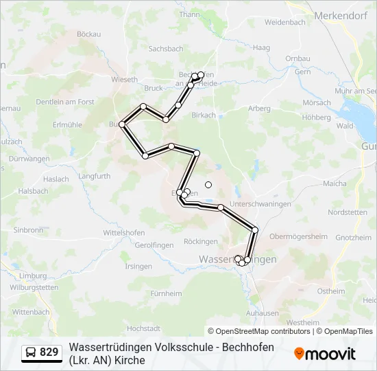 829 Bus Line Map