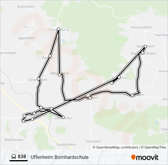 838 Bus Line Map