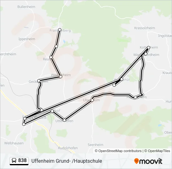838 Bus Line Map
