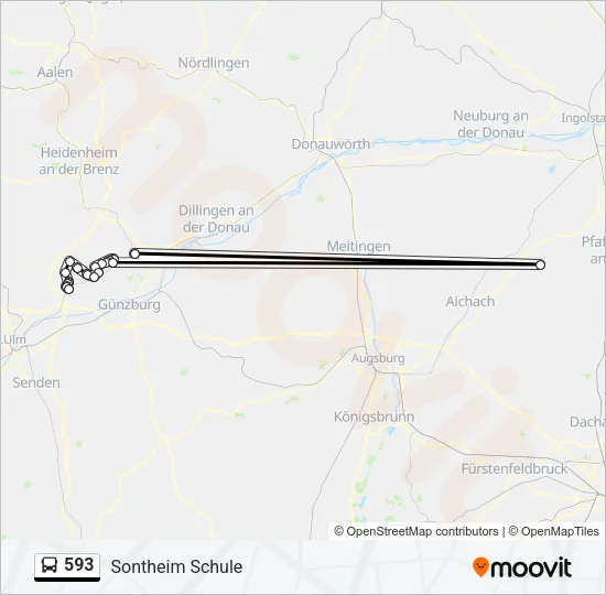593 Bus Line Map