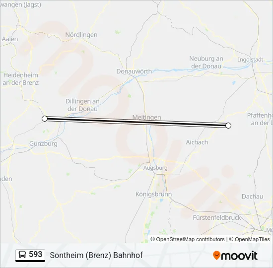 593 Bus Line Map