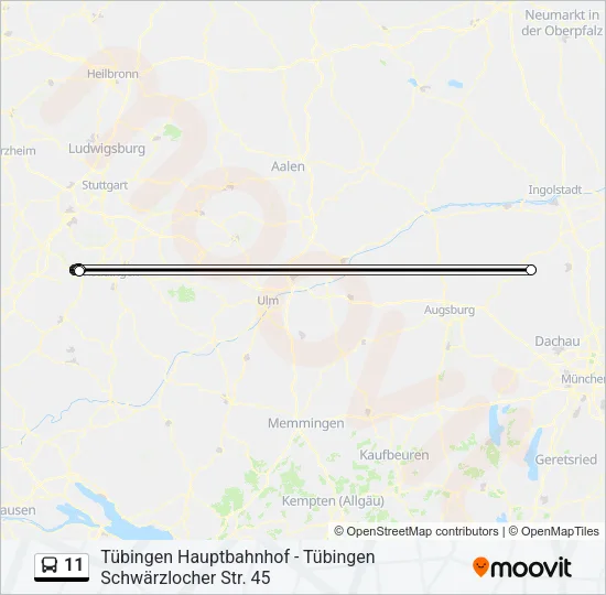 Автобус 11: карта маршрута