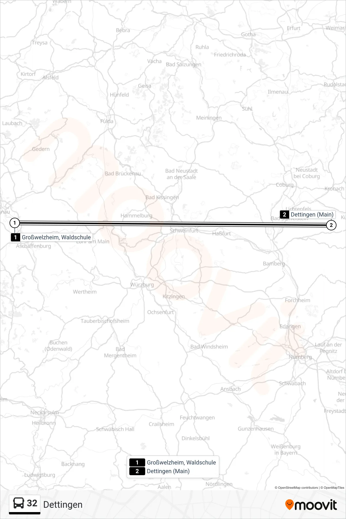 Linie 32 (Bus) Richtung Dettingen: Route und Haltestellen auf der Karte