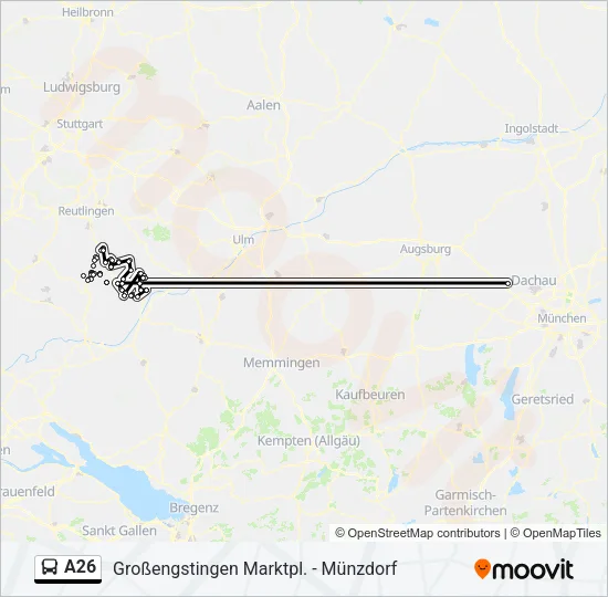 Автобус A26: карта маршрута