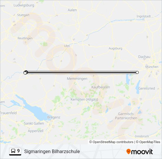 Автобус 9: карта маршрута
