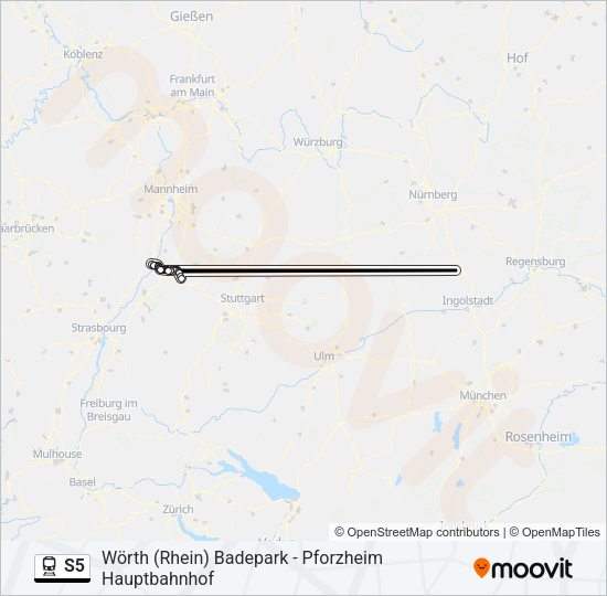 Поезд S5: карта маршрута