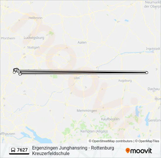 Автобус 7627: карта маршрута