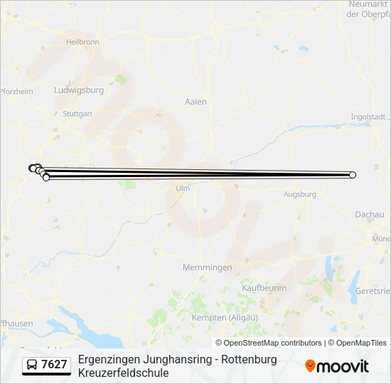 Автобус 7627: карта маршрута