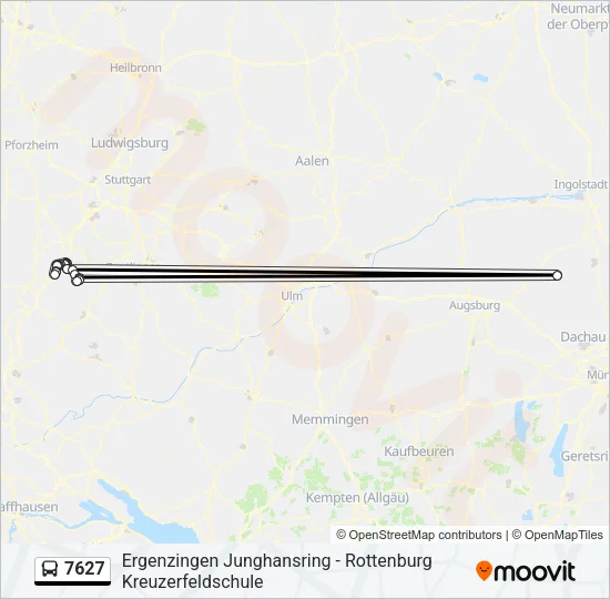 Автобус 7627: карта маршрута