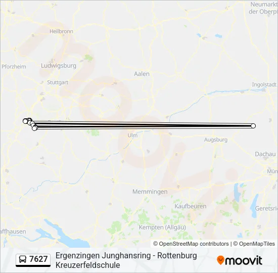 Автобус 7627: карта маршрута