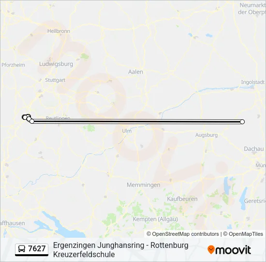 Автобус 7627: карта маршрута