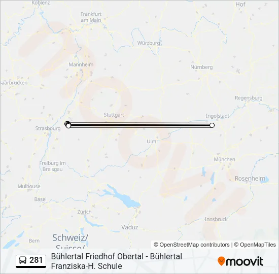 281 Bus Line Map