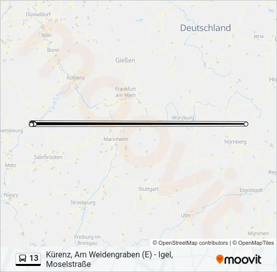13 Bus Line Map