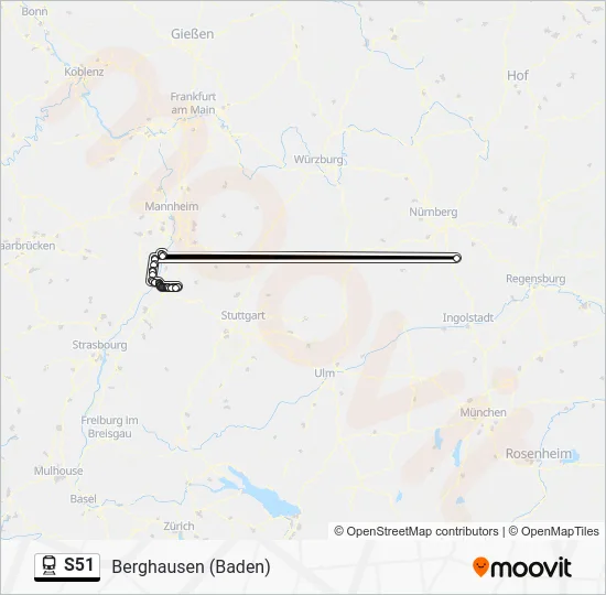 Поезд S51: карта маршрута