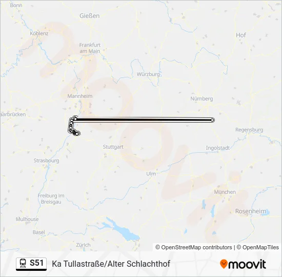 Поезд S51: карта маршрута