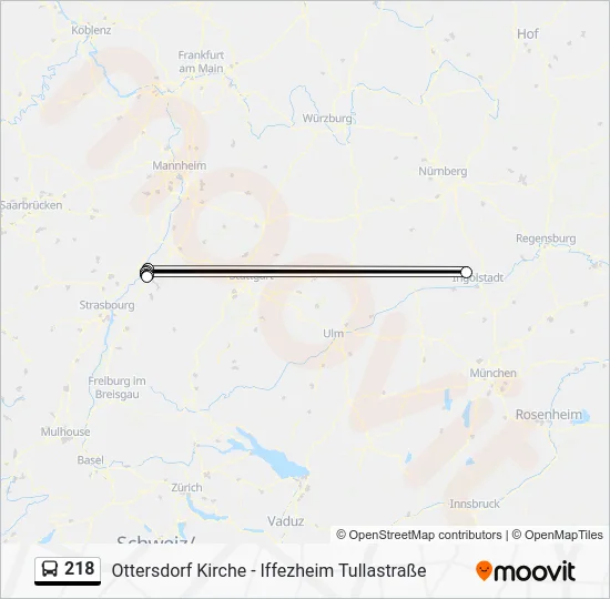 Автобус 218: карта маршрута