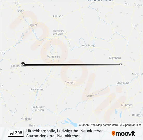 305 Bus Line Map