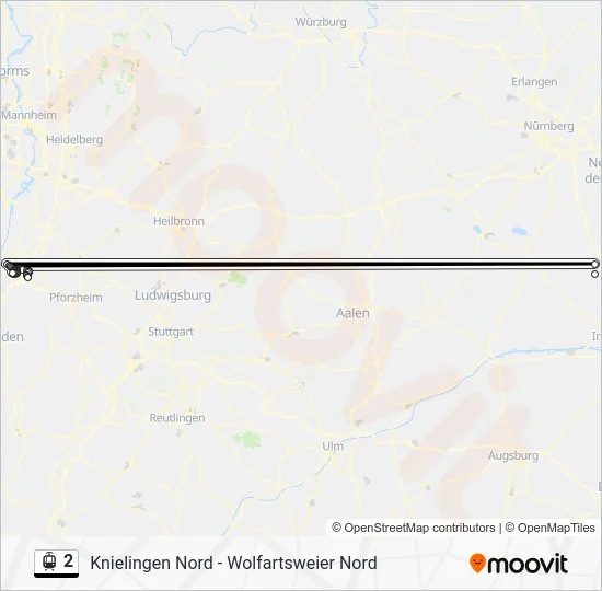 Трамвай 2: карта маршрута