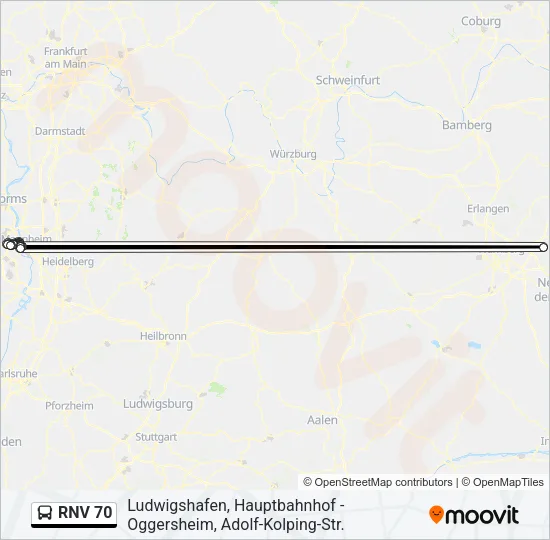 RNV 70 Bus Line Map