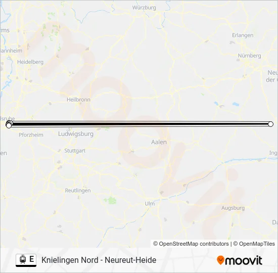 Трамвай E: карта маршрута