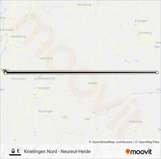 Трамвай E: карта маршрута