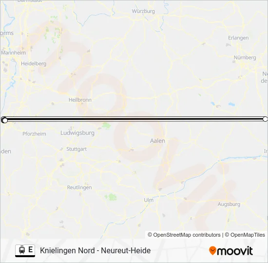 Трамвай E: карта маршрута