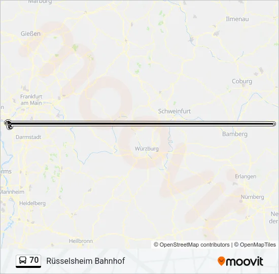 70 Bus Line Map