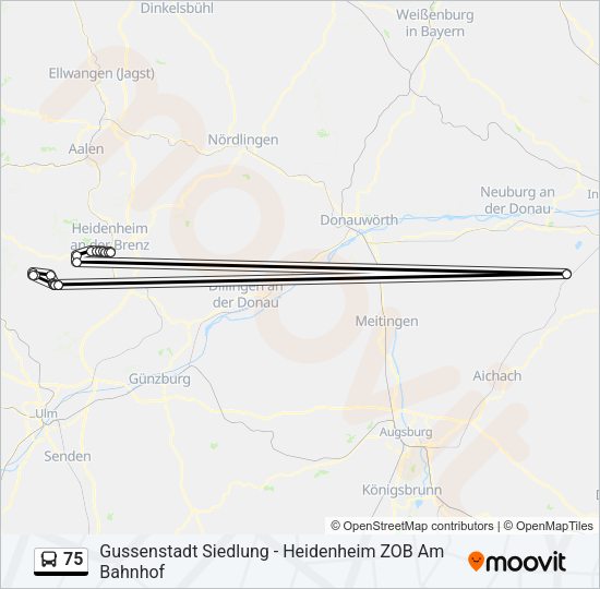 75 Bus Line Map