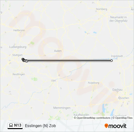 N13 Bus Line Map