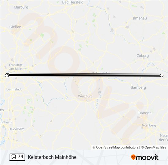 Автобус 74: карта маршрута