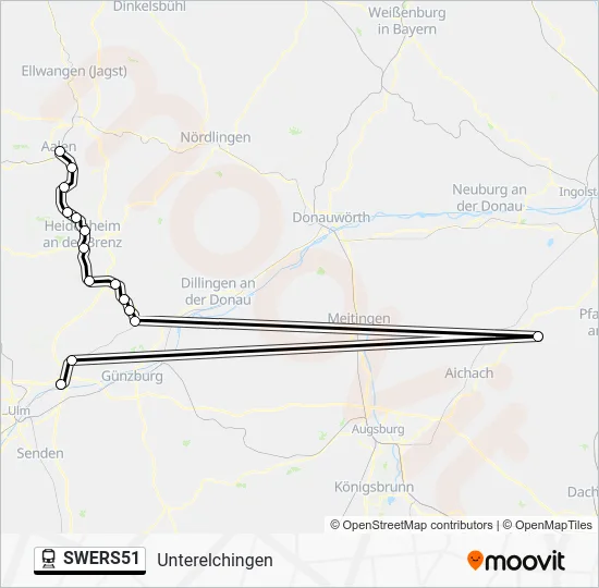 Поезд SWERS51: карта маршрута