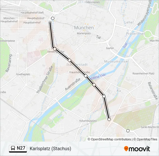 Автобус N27: карта маршрута