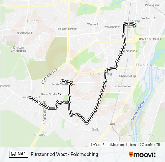 N41 Bus Line Map