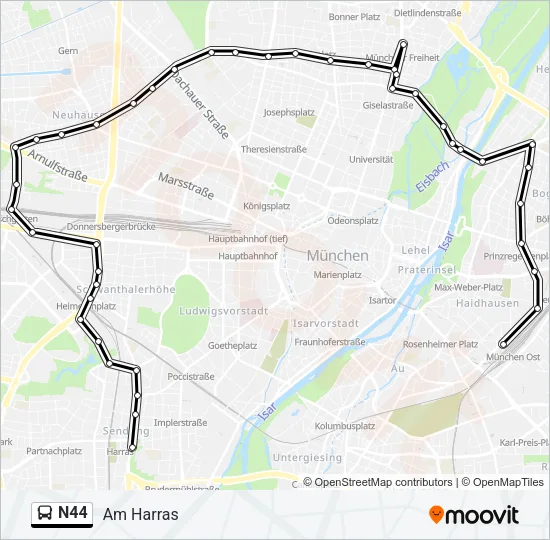 Автобус N44: карта маршрута