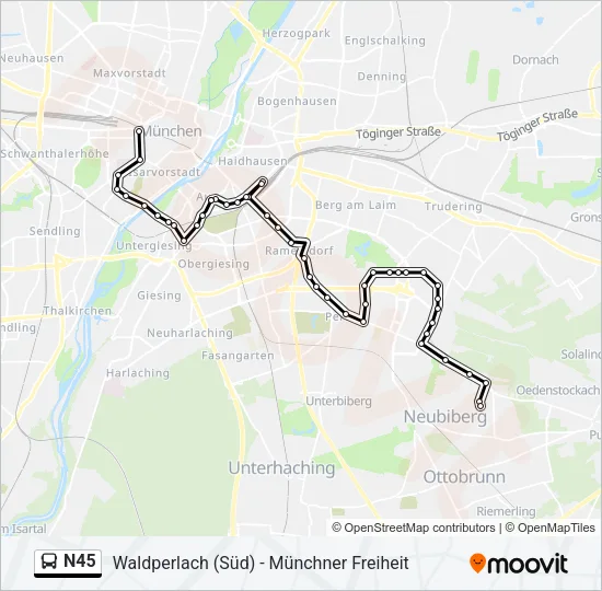 N45 Bus Line Map