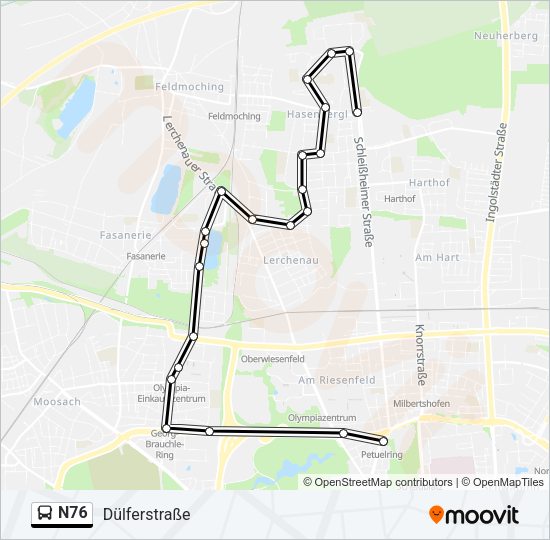 Автобус N76: карта маршрута