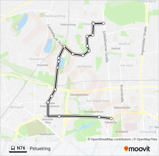 N76 Bus Line Map